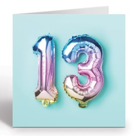 Ruby Ashley 13th Birthday Card For Boy Or Girl - 13th Anniversary Card - Birthday Card For A Thirteen Year Old - Rainbow Foil Balloons 13th Card