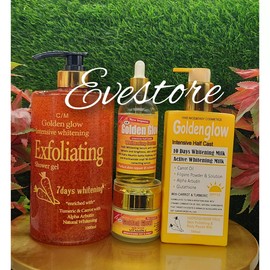 4 In 1 Set Golden Glow Body Milk 500ml Lotion + 1000ml exfoliating shower Gel.