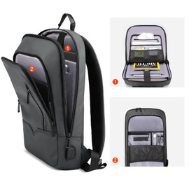 HEROIC KNIGHT Laptop Backpack Men's Lightweight Laptop Bag with USB Port Waterproof Hand Luggage Business Backpack with 15.6 Inch for School Work Hiking University Travel, darkgray