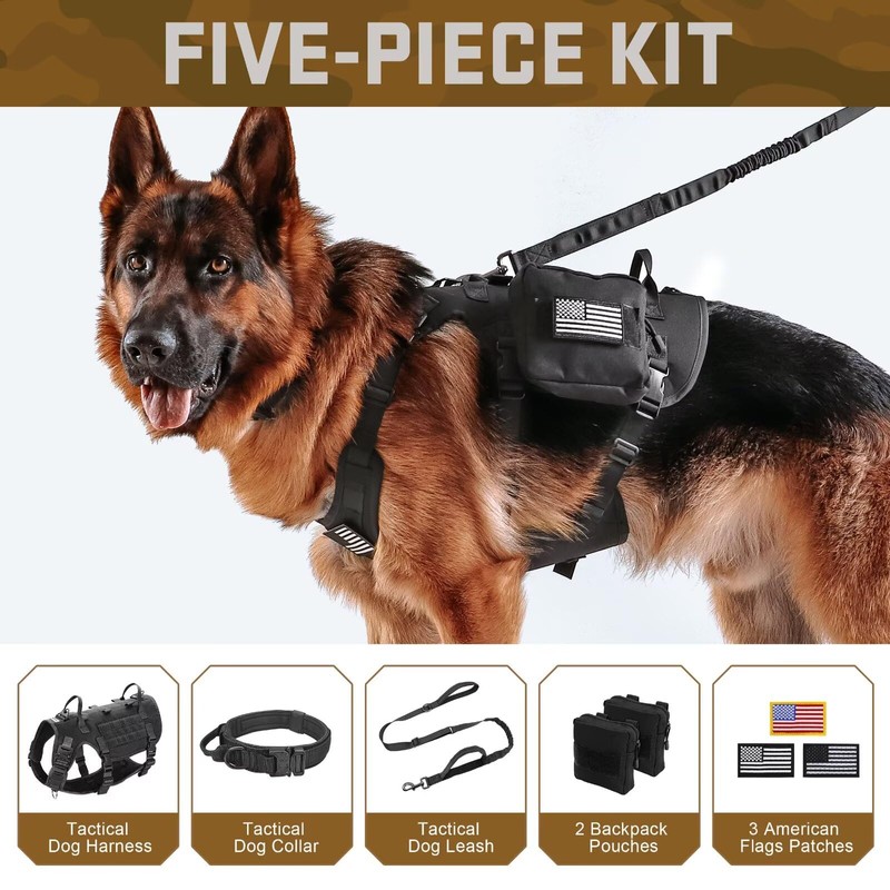 Forestpaw Tactical Dog Harness for Large Dogs,Tactical Dog Collar with