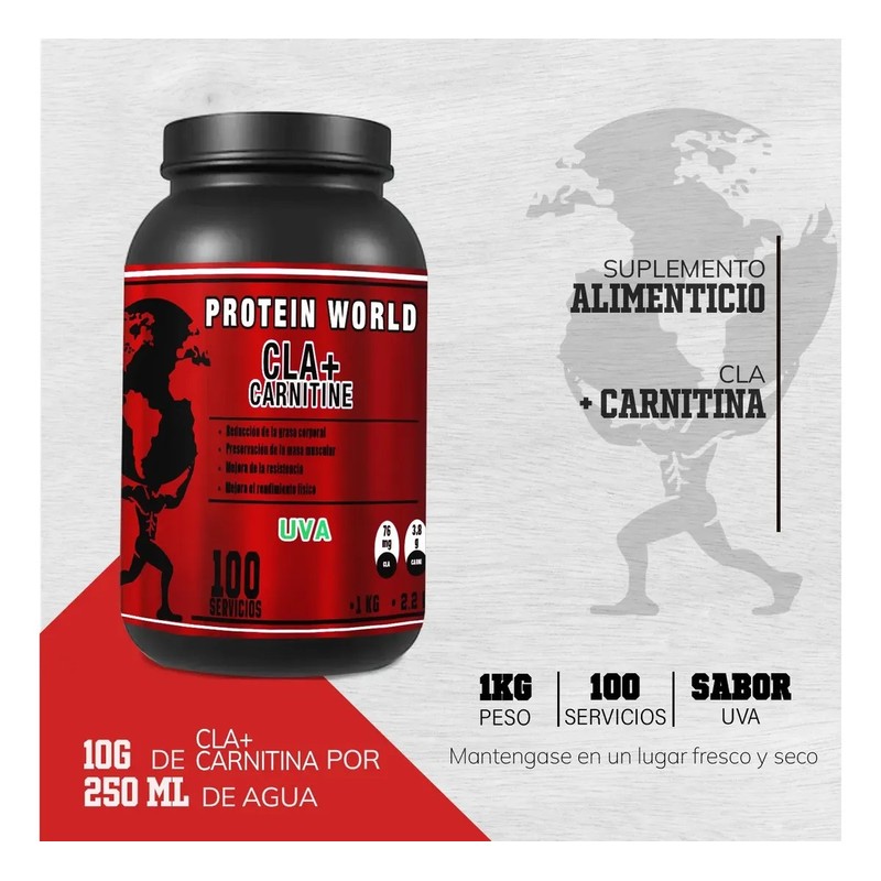 Cla Carnitina World Suplementos 1kg Pre Entreno 200serv
