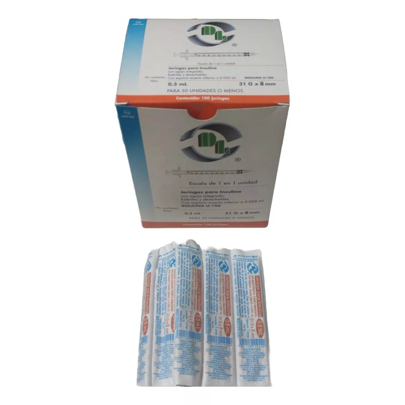 DL Caja De 100 Jeringas 0.5 Ml Con Aguja 31