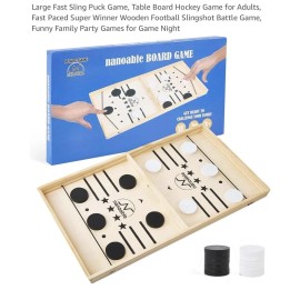 nanoable Large Fast Sling Puck Game, Table Board Hockey Game for Adults, Fast Paced Su...