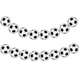 CABAX Soccer Party Decorations Banners, 2 Sets Banners Football Pattern Decoration Cards Soccer Birthday Party Supplies Sports Theme Party Decor for Adults Boys Girls Soccer Fans, 16 Pcs