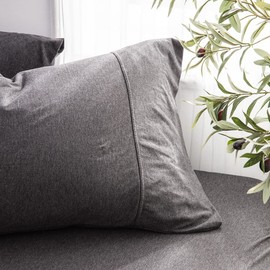 DONEUS Jersey Knit Pillowcases Queen Size - Charcoal Grey Pillowcases Set of 2 with Ultra Soft Breathable Pillowcase and Envelope Closure, 20x30 inches