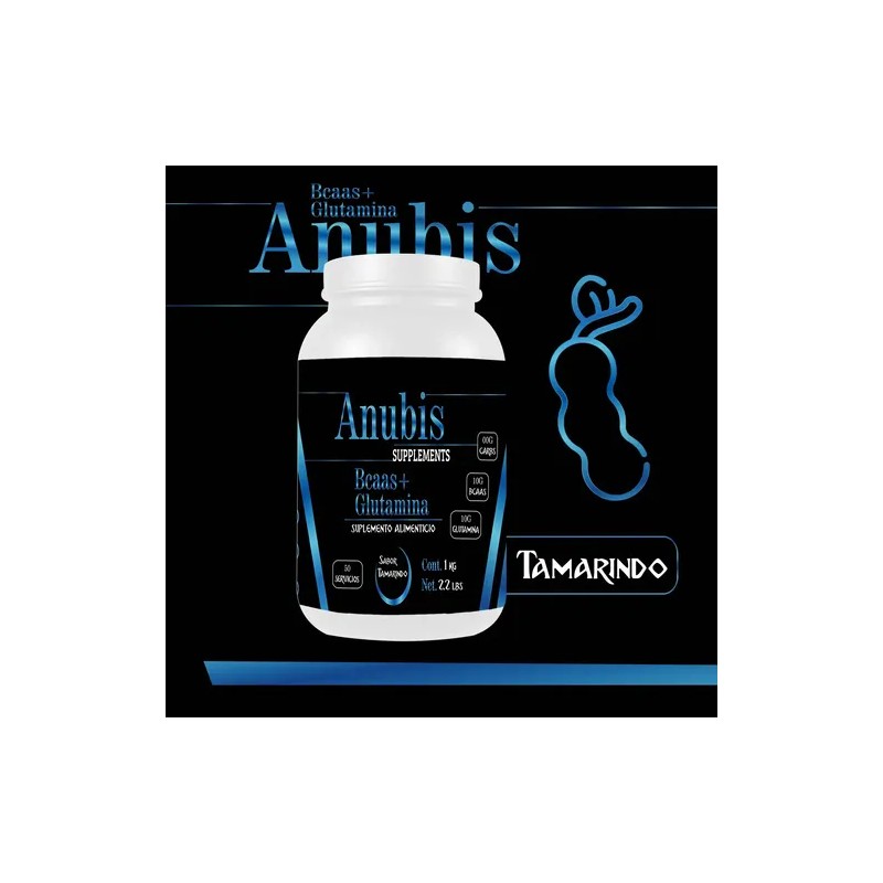 Aminoácidos Bcaas + Glutamina Anubis 1kg 100 Servicios