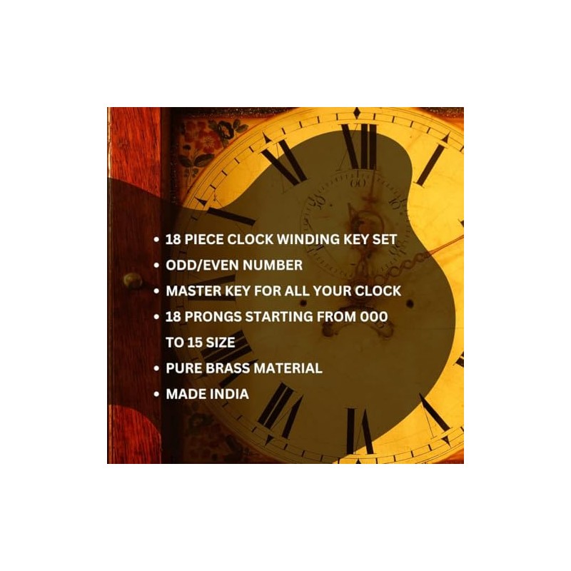 18 Piece Clock Winding Key Set - Original Brass, Odd/Even
