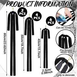 Janinka 12 Pcs 3 Sizes Velvet Christmas Bows Velvet Staircase Wreath Rustic Crafts Bows for Xmas Home Decor Christmas Tree Party Indoor Outdoor Door Holiday Decor(Black)