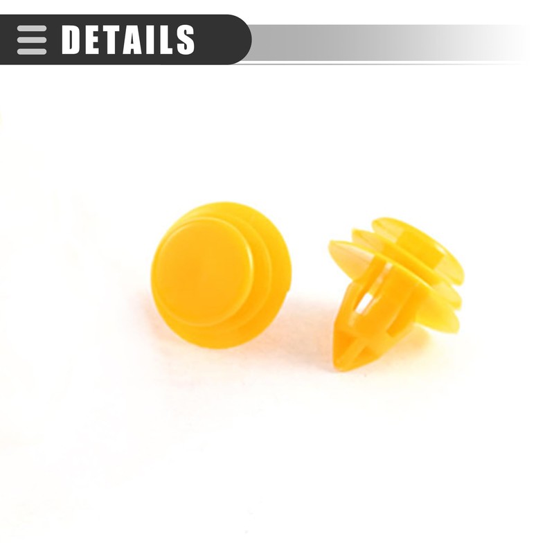 Motoforti Universal Car Door Trim Panel Rivets,9mm Hole Dia,Plastic,Yellow,30Pcs