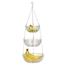 RSVP International Hanging Storage Collection 3-Tier Baskets, Chrome Woven Wire