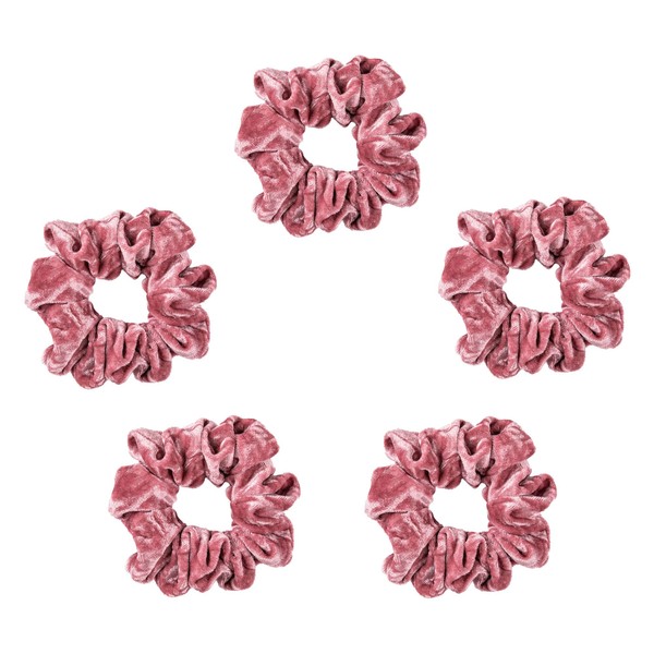 Velvet Scrunchies For Women - 5pc Regular Hair Scrunchies For