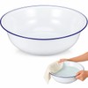 Baluue Enamel Basin 38cm White Enamel Bowl Large Mixing Bowl
