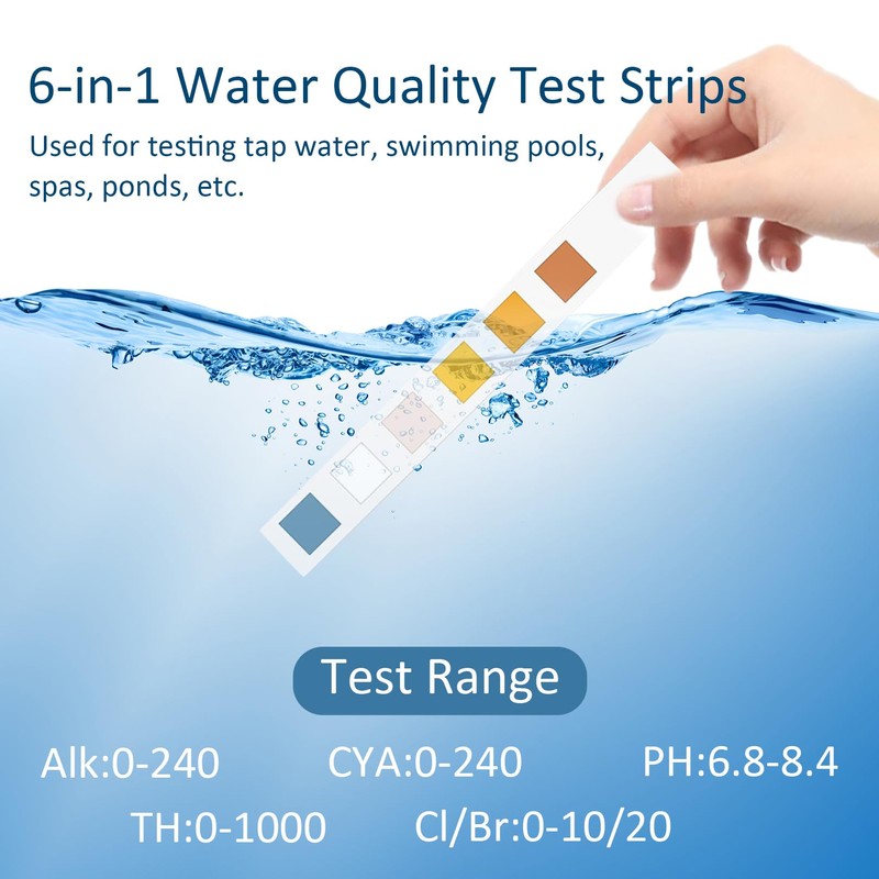 Pack of 100 Pool Test Strips, 6 in 1 Water