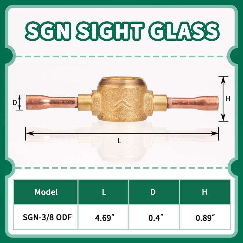 Hong Sen Sight Glass, Moisture Liquid Indicator, 3/8'' ODF Fitting,