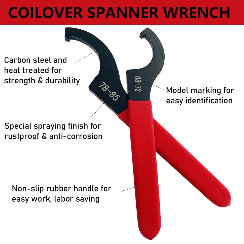 Socpuro 10Pcs Coilover Spanner Wrench Set, Universal Shock Spanner Hook