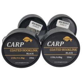 Black Coated Hooklink - 20m Spool - 25 lbs & 15 lbs Carp Fishing Terminal Tackle (15 lbs)