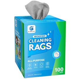 GLIMGLINT Microfiber Cleaning Cloth, 100 Pack Cleaning Rags, Lint-Free, Ultra Absorbent Reusable Paper Towels for Home, Kitchen, Car, Garage or Shop, Dish Rags, 11" x 9", Grey