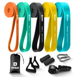 Kayman - Long Resistance Band with Door Anchor & Carry Bag – Ideal for Pull-Ups, Yoga, Strength Training, Calisthenics & Stretching– Home-Gym Workout Band (5-15lbs,15-35lbs,30-60lbs,40-80lbs,50-125lb)