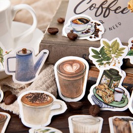 Alideco 92 Pcs Stickers Flake Retro Coffee Reward Book Collage Schedule Planner Letter Decoration (tiantaikafeiguan)