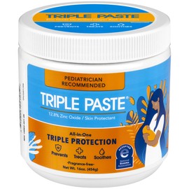 Triple Paste Diaper Rash Cream for Baby - 16 Oz Tub - Zinc Oxide Ointment Treats, Soothes and Prevents Diaper Rash - Pediatrician-Recommended Hypoallergenic Formula with Soothing Botanicals