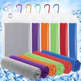 Hosuly 6 Pack Cooling Towels 40" x 12" Sport Towels, Cooling Rag for Neck and Face Ice Breathable Chilly Portable Neck Wraps for Yoga(Bright Color)