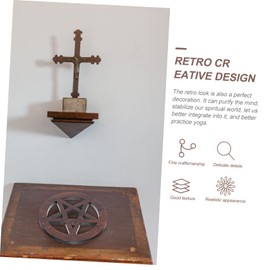 VOSAREA Pentagram Wooden Mat Pentagram Wall Signs Wood Pentacle Ornament Pentagram Adornment Ritual Accessories Ceremony Decor Home Decor Wooden Pentacle Altar Tile Yoga Wooden Decoration