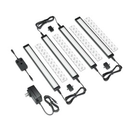 EShine 4 Pack 12 inch Black Smart Dimmable LED Under Cabinet Lighting Kit Compatible with Alexa, Google - Warm White (3000K)