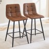 Set of 2 Bar Stools Tech Cloth Counter Height Barstool