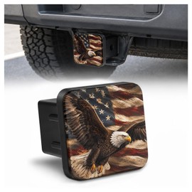 Hitch Cover Receiver Tube Hitch Plug American Flag Bald Eagle Tow Hitch Covers, Universal Trailer Hitch Cap Protector for Trucks, 2 Inch Hitch Receiver Cover for Women Men