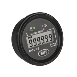 Runleader LCD Hour Meter Gauge, AC 6V to 85V & DC 6V to 60V, Resettable TOT Hours,Maintenance Reminder for Golf Cart Forklift Outboard Motor Scrubber Generator ATV Compressor(L: (AC6-85V/DC6-60V))