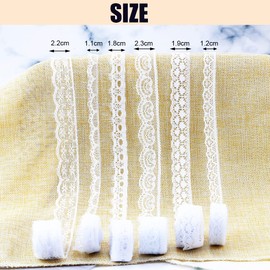 BILLIOTEAM 60 Yards White Lace Trim Ribbon,12 Rolls Crochet Sewing Assorted Patterns White Cream Vintage Floral Lace Ribbons for Sewing DIY,Gift Wrap,Scrapbooking,Dollies,Bridal Shower Wedding Decor