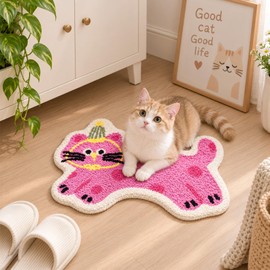 LSYESDLA Cute Pink Cat Tufted Bathroom Rug & Girly Bath Mat, 19.7"x27.6"