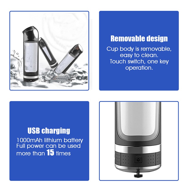 Portable 500ml Hydrogen Rich Water Bottle Alkaline Generator LED Healthy