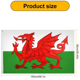 Lotsdonxia Wales National Flag 90x150cm - Large Double-Sided Welsh Flag for Indoor and Outdoor Decoration, Bright & Durable Banner for Celebrations and National Events