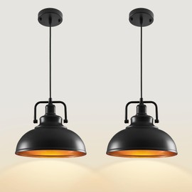 COTTMIC Red Farmhouse Pendant Lights 2 Packs, Metal Kitchen Island Lights, Industrial Vintage Pendant Light for Kitchen, Living Room, Bedroom, Hallway