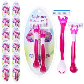Lanties 24 Pcs Sensitive Disposable Razors for Women Set Women's Disposable Razors 3 Blade Disposable Razors for Women Travel Razor Smooth Razors for Pubic Hair and Skin(Purple Red, White)
