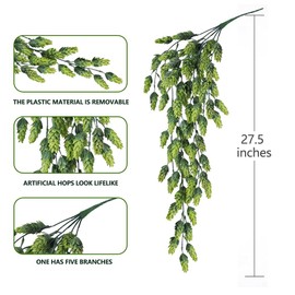 3Pcs Artificial Fake Flowers Hops Plants Realistic Faux Plastic Greenery Hanging Plant Vines UV Resistant Flower Wreath Decorations For Home Wall Garden Wedding Party Outdoor Balcony Corridor Décor