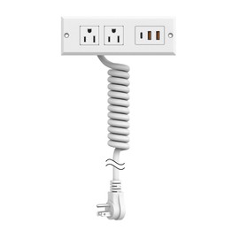 Furniture Drawer Outlet Kit，Recessed Power Strip with PD 20W Fast Charging USB C Port,QC3.0 USB-A Port ETL Listed Conference Recessed Outlet for Office Home Nightstand Kitcheng (White)