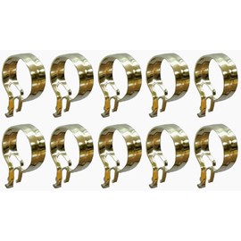 3/4 inch Round Shiny Bright Brass Plate Pinch-On Clip-On Slide Cafe Rings - (10-Pack)