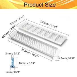 Heyiarbeit 11.8 inch (W) x 3.15 inch (H) Air Return Grilles - Louvered Design - Grille Register - Sidewall and Ceiling Vent - White 1PC