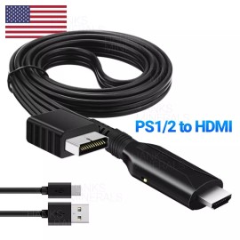 Hanks Minerals Converter PS2 To HDMI HD 1080P Cable AV Adapter Compatible With Sony PS1/PS2