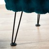 Warmaxx Teal Square Faux Fur Bubble Ottoman Soft Fuzzy Entryway