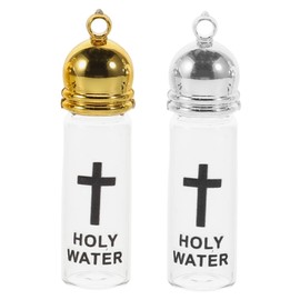 Mobestech 2PCS Small Cross Design Holy Water Bottles Refillable Christian Containers for Baptism Ceremonies Empty Blessing Water Vials for Church Decorations and