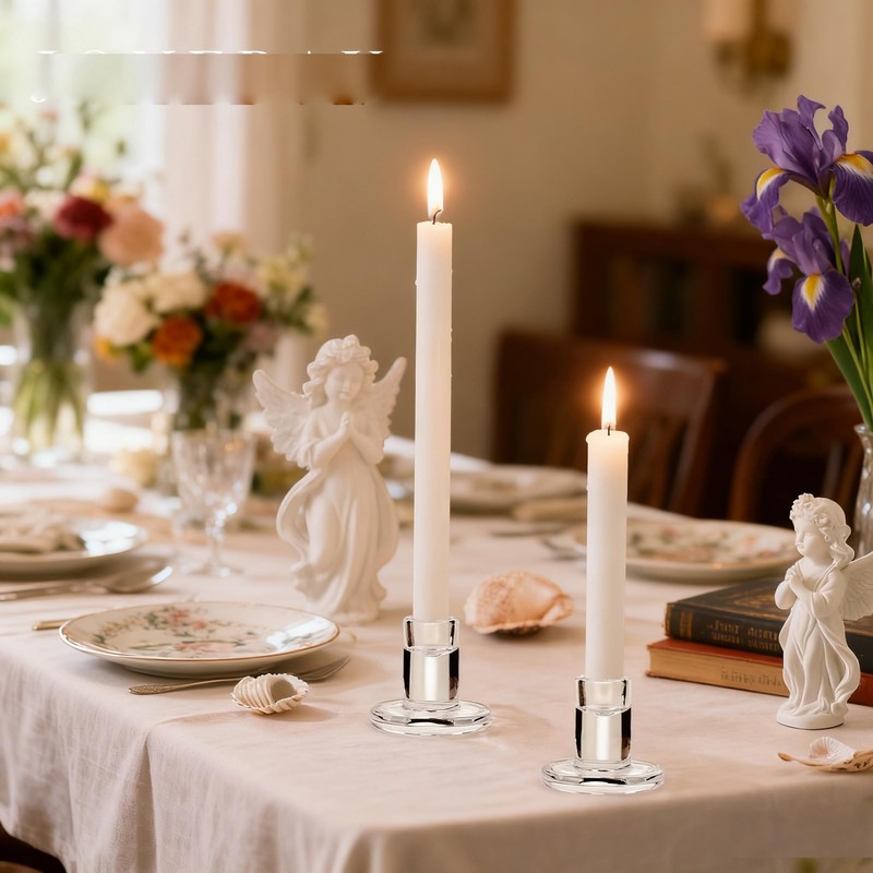24 Pack Clear Glass Taper Candle Holders, 2.5 Inch Small