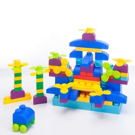 UNiPLAY Plus Soft Building Blocks — Creativity Toy, Educational Play, Cognitive Development, Early Learning Stacking Blocks for Infants and Toddlers, Primary (122-Piece Set)