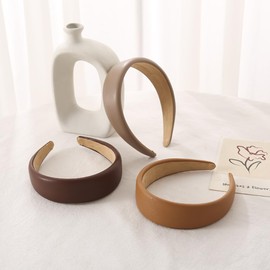 Pack of 2 PU Leather Headbands, Wide Retro Headband for Women, Plain Comfortable Headband, Hair Accessories for Women and Girls, Wedding, Birthday, Party, Holiday, Yoga, Black