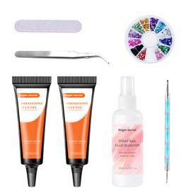 Finger Secret Rhinestone Glue Gel 2PCS- Superior Nail Art Glue Ensuring Strong and Long-Lasting Bond for UV/LED Easy Application with Nail Rhinestone Glue Kit 0.6floz Ideal for Home User and Salon.