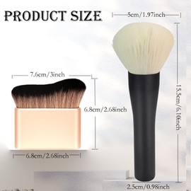 1Pcs Full Face Powder Brush + 1Pcs Body Tanning Brush, Loose & Pressed Powder Fluffy Bronzing Brush