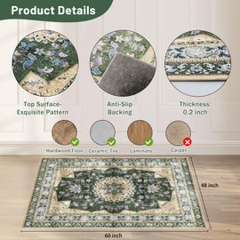 Office Chair Mat for Hardwood Floor & Tile Floor,48"X 60" Heavy Duty Desk Chair Mat for Hard Floors, Under Desk Rug for Rolling Computer Chair,Anti Slip,Low Pile Carpet Floor Protector-Green