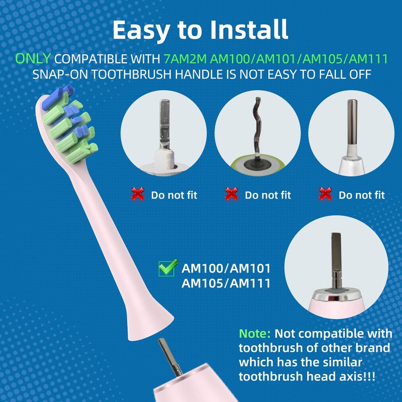 Toolsy 10PCS Replacement Heads Compatible with 7am2m AM100/AM101/AM105/AM111 Electric Toothbrush-